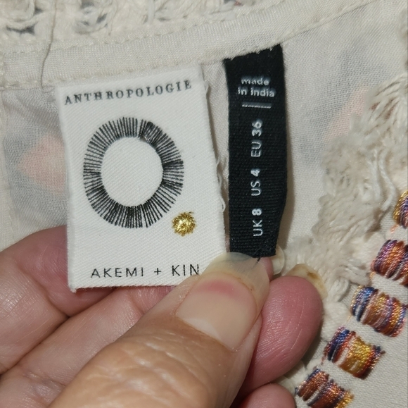 Anthropologie Akemi + Kin Reagan sleeveless shift dress sz 4 Boho Embroidered - Picture 3 of 7